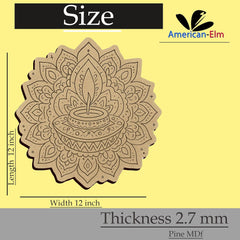 American Elm Mandala Diya MDF Cutout Pre-Marked Wooden Craft for Diwali Decor