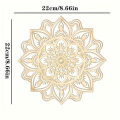 floral mandala carved wooden panel