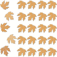 Set of leaf-shaped wooden pendants on a white background