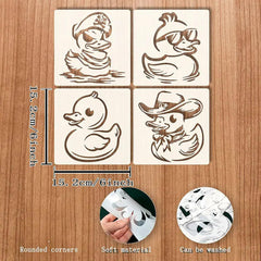 Cliths Set of 4 Reusable Duck Stencils for Painting – 6x6 Inch