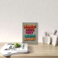American Elm Motivational Wall Art - Winners Never Quit And Quitters Never Win Metal Print - 8x12 Inches Glossy Aluminum Quote for Office & Gym