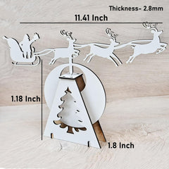 Wooden Christmas decoration with measurements on a light wood background