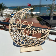 Cliths Wooden Ramadan Mubarak Sign Eid Mubarak Islamic Wall Sign for Home Table Decor Festivals & Events