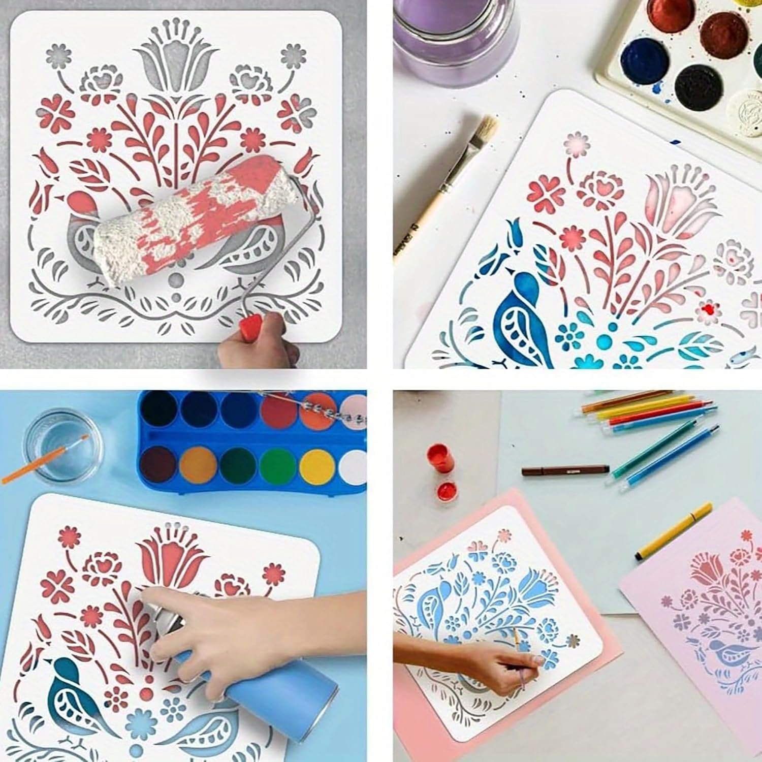 pet plastic floral stencil for diy painting projects