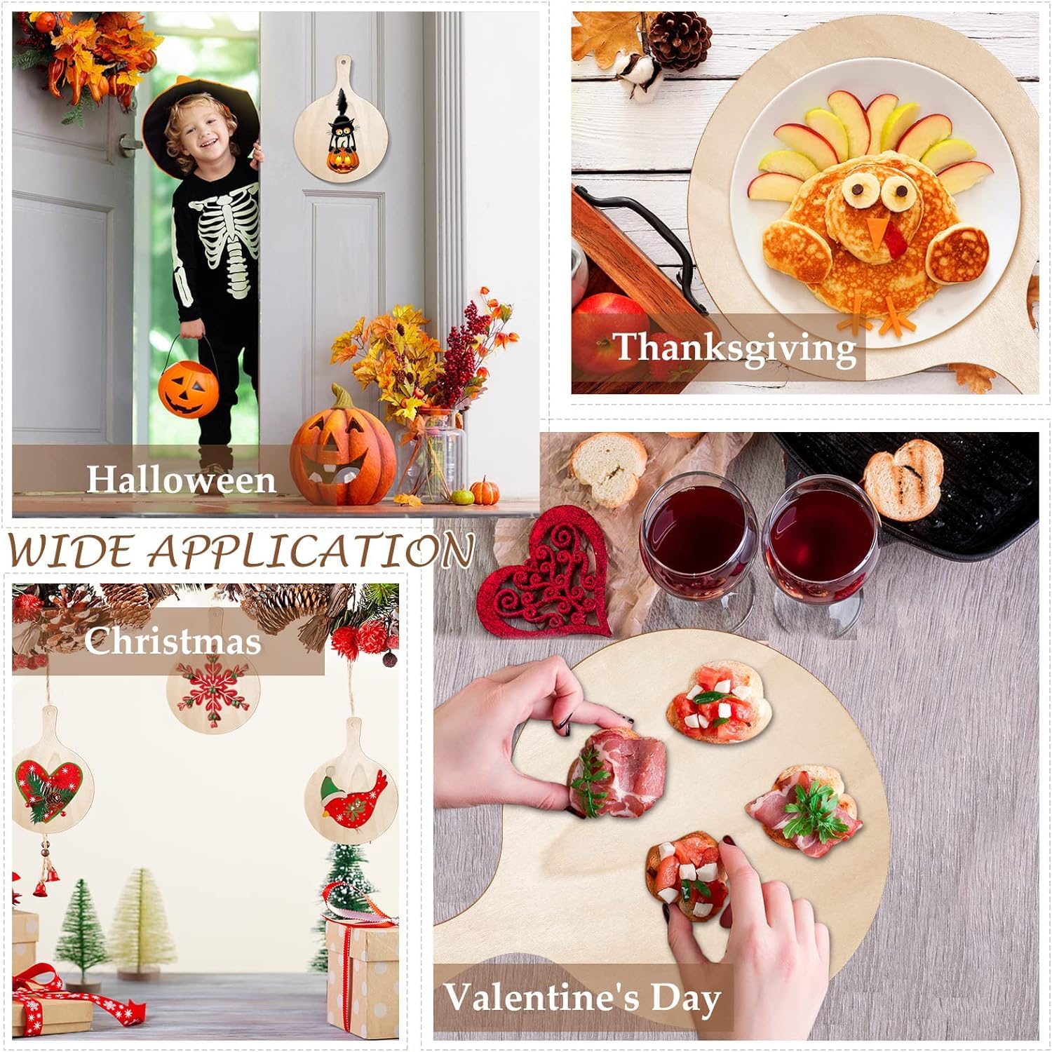Collage of Halloween, Thanksgiving, Christmas, and Valentine's Day-themed images.