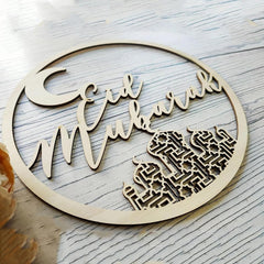 Cliths Eid Mubarak Wooden Hanging Sign Islamic Home Decor Ramadan Wall Art Festive Decoration DIY Gift