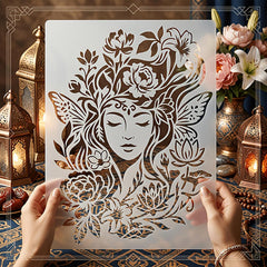 fairy woman face stencil for diy painting
