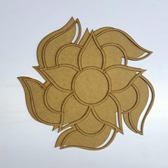 Decorative brown flower-shaped cutout on a white background