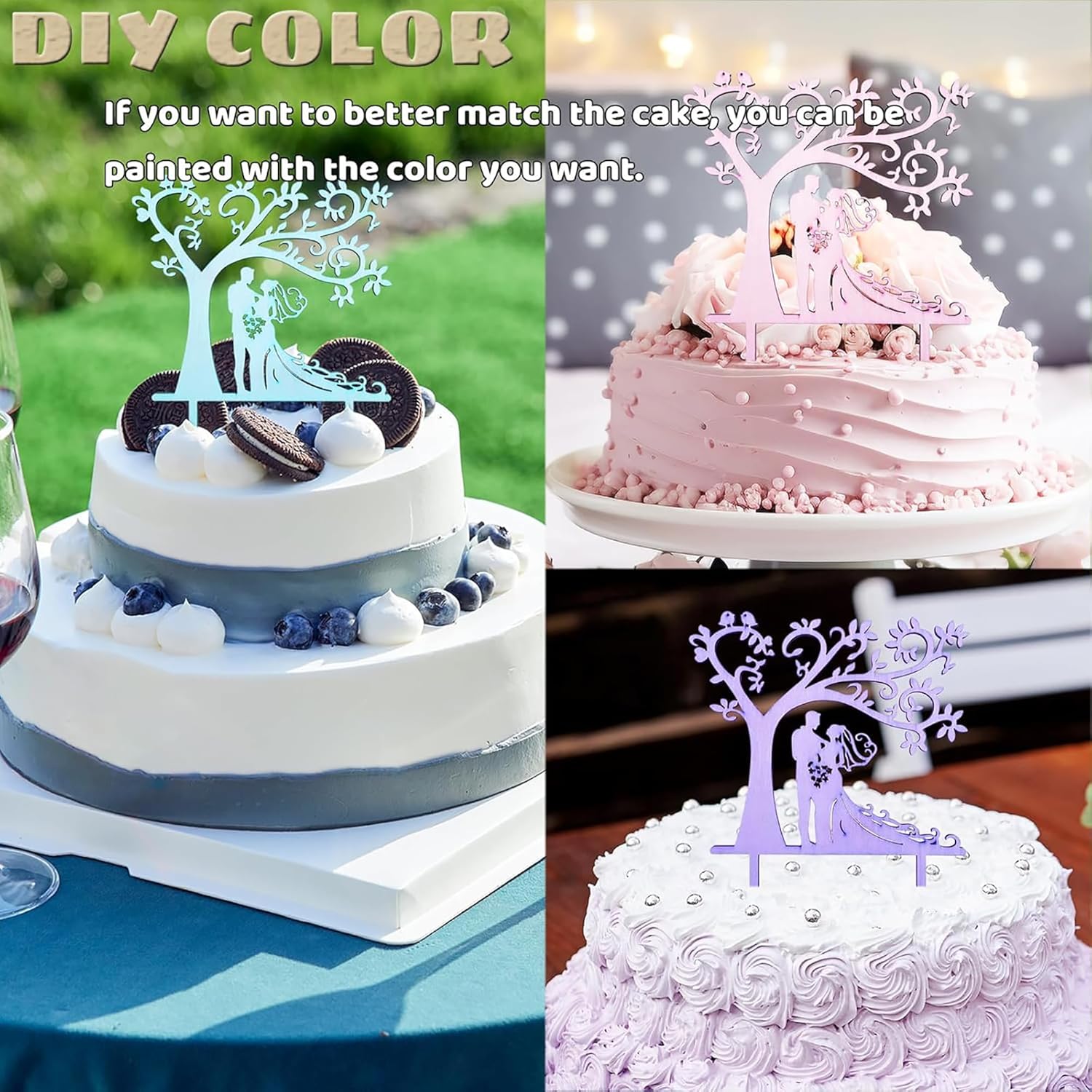 Cliths Wooden Bride and Groom Cake Topper Mr Mrs Wedding Cake Decoration, Rustic MDF Topper for AnniversarY