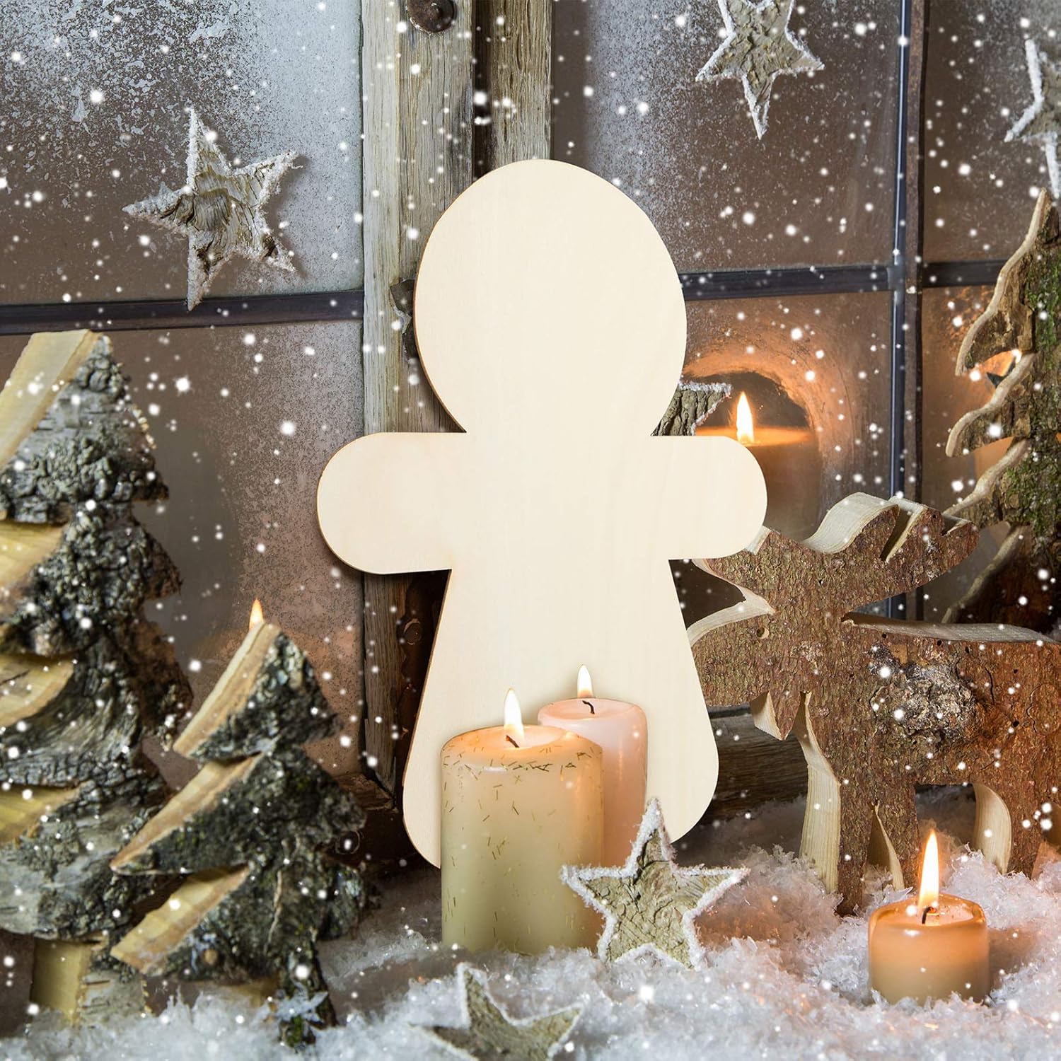 Wooden gingerbread man Christmas decorations