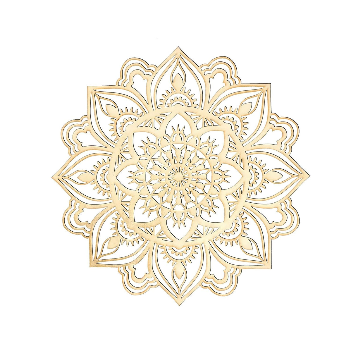 Decorative gold mandala design on a white background