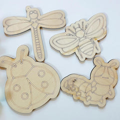 Cliths 4 Pcs Kids Wood Painting Kit DIY Craft Blanks for Party Favors & Classroom Activities Paintable Shapes Gift Set