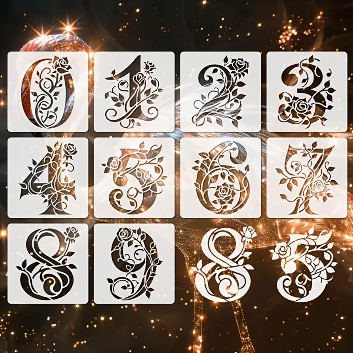 number and flower stencils for journaling
