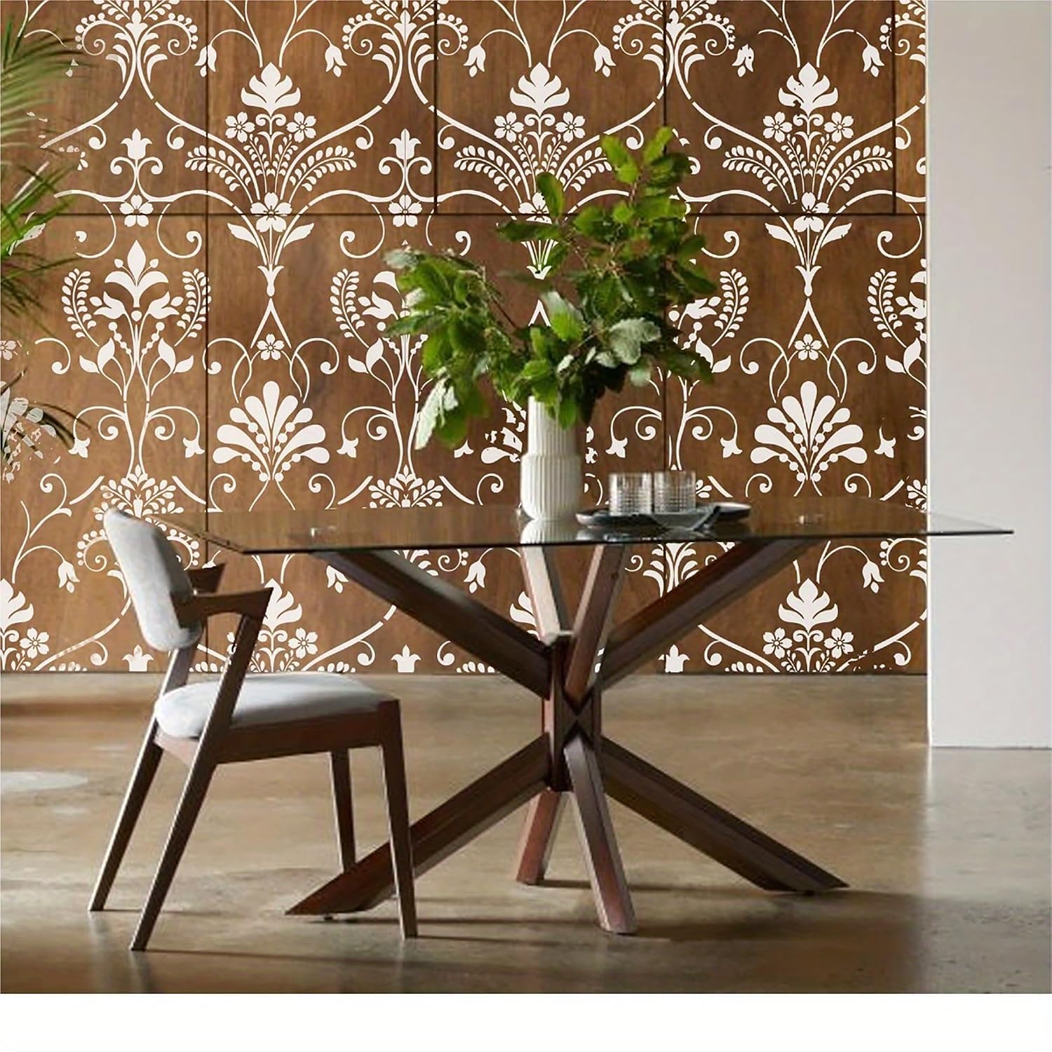 modern flower stencil for wall art and decoration