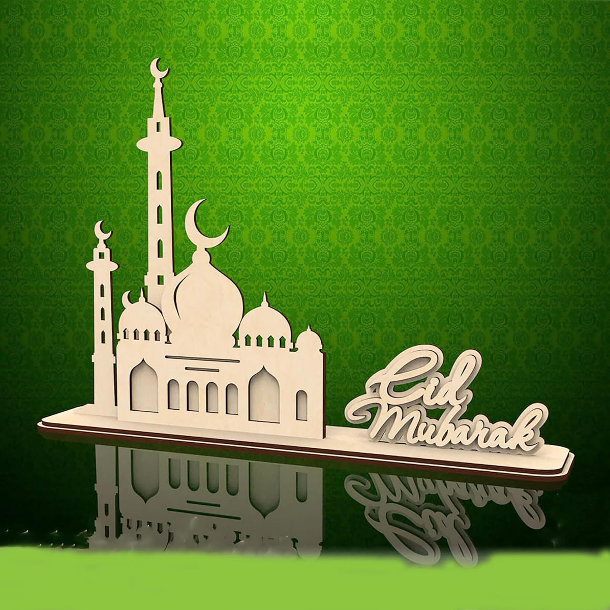 Cliths Wooden Eid Mubarak Table Sign Islamic Ramadan Home Decor Centerpiece for Festive Table Decorations