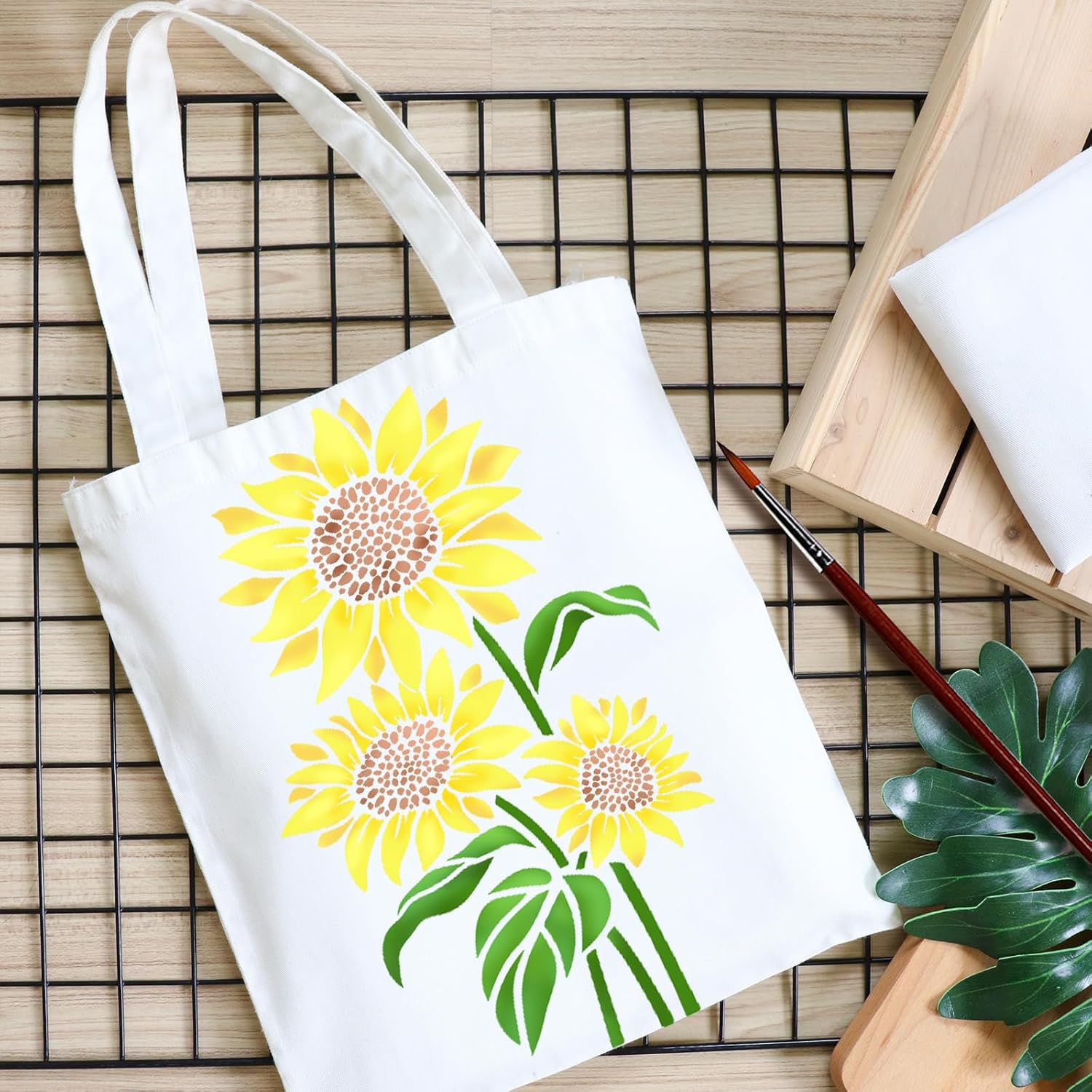 Sunflower wall and fence stencil for outdoor décor