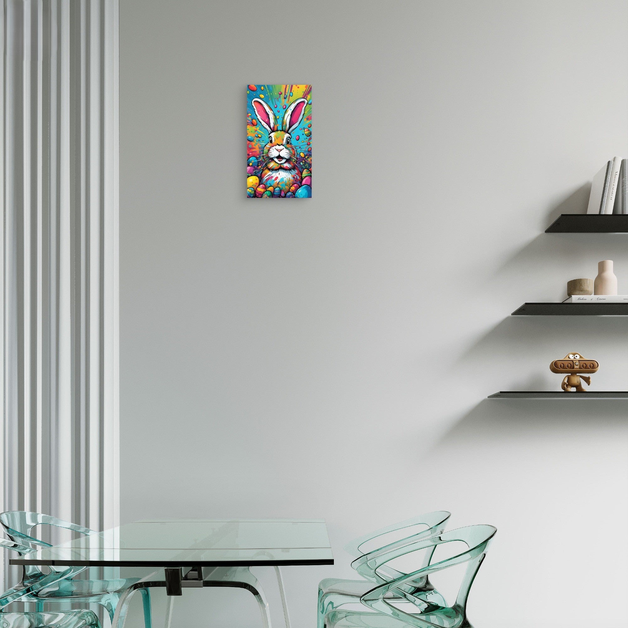 colorful bunny metal wall decor