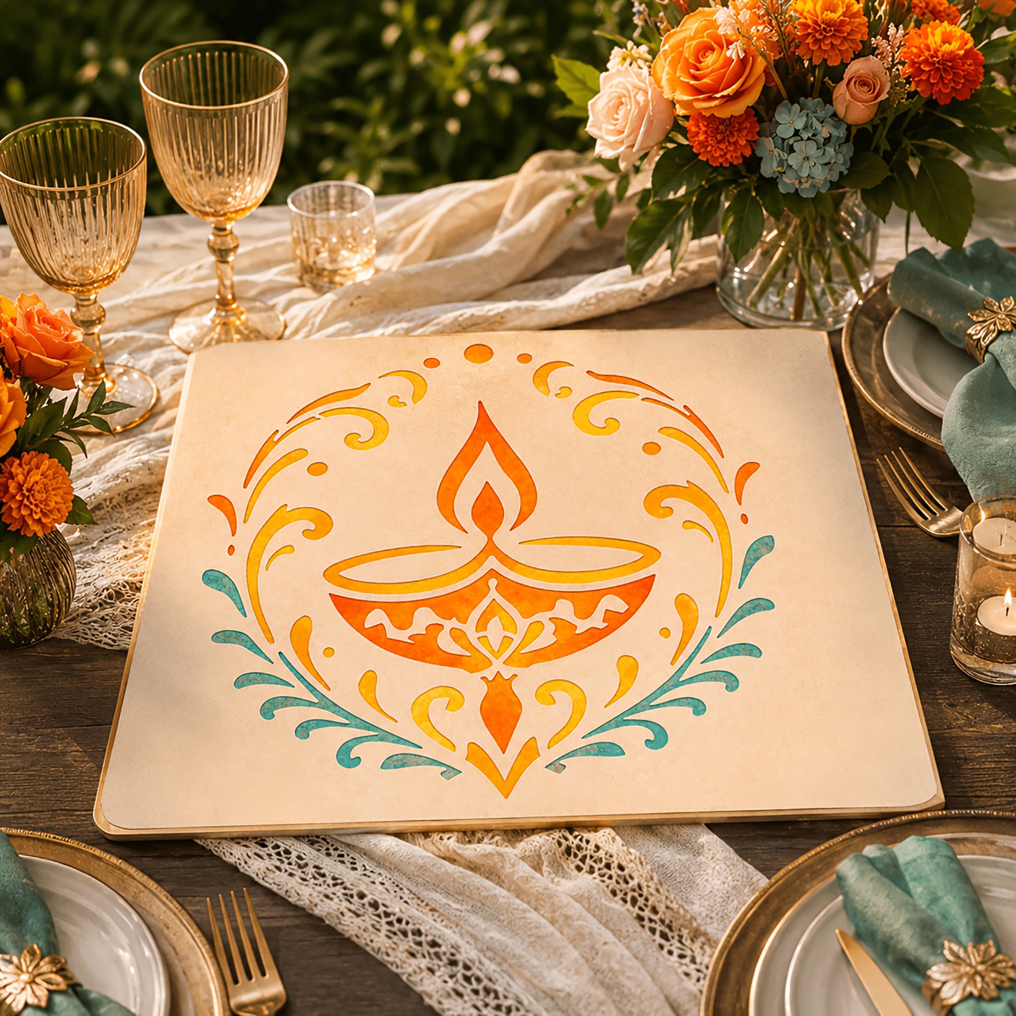 reusable floral mandala stencil for diy painting