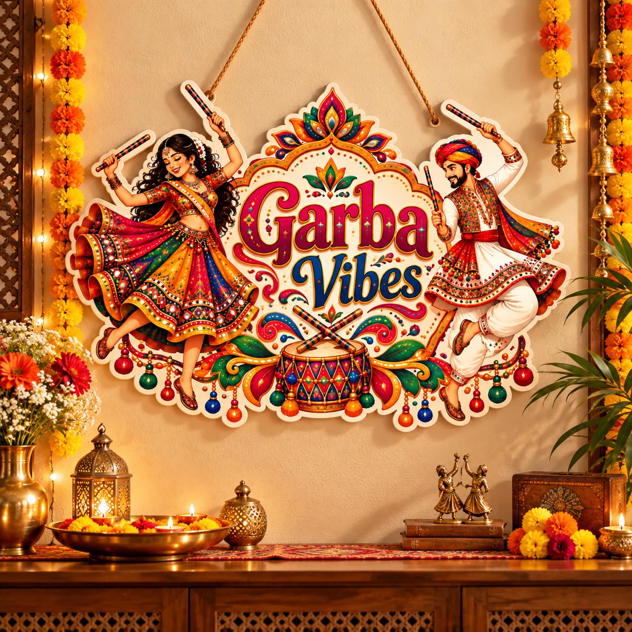 Garba night party wall decoration