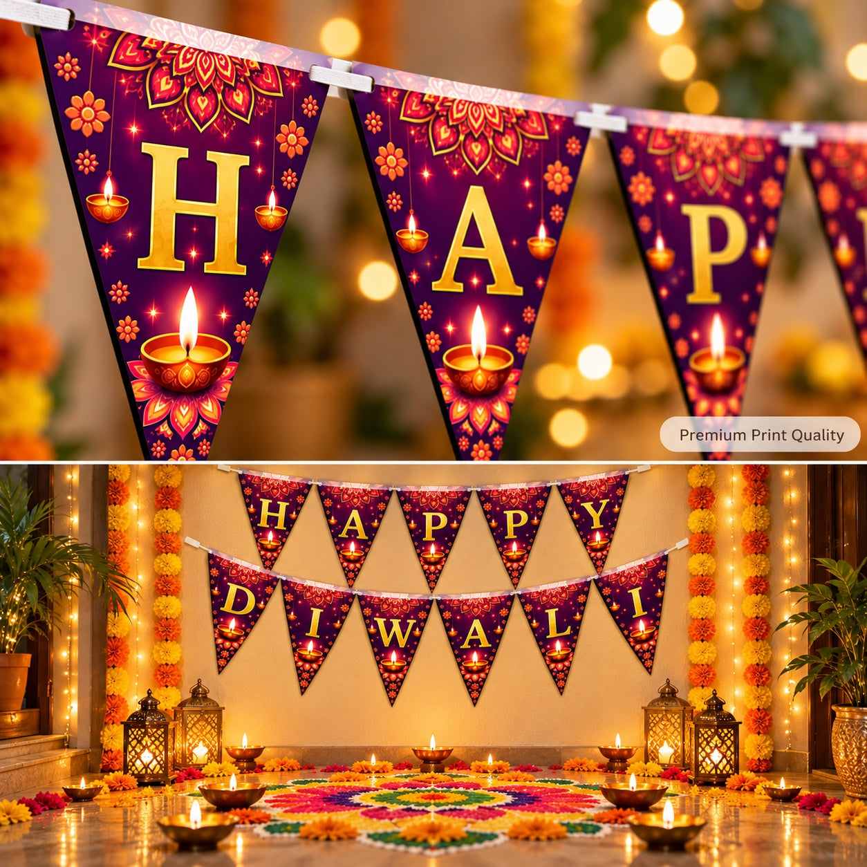 festive triangle flag banner for Diwali