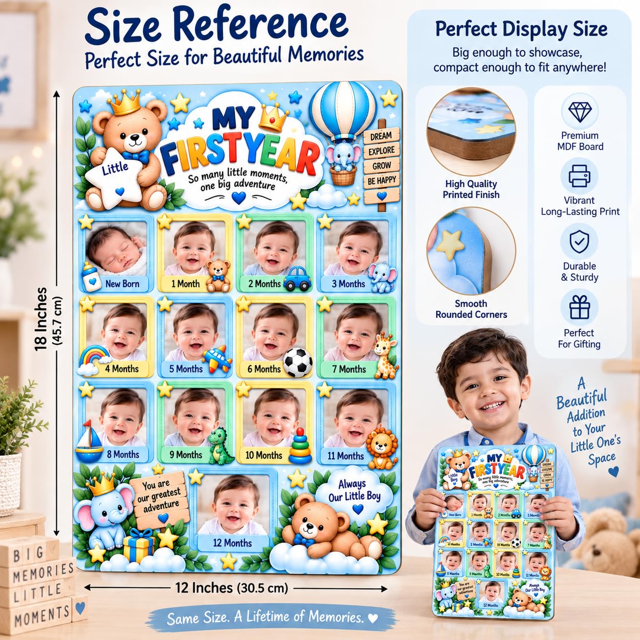 Newborn to first birthday photo display board