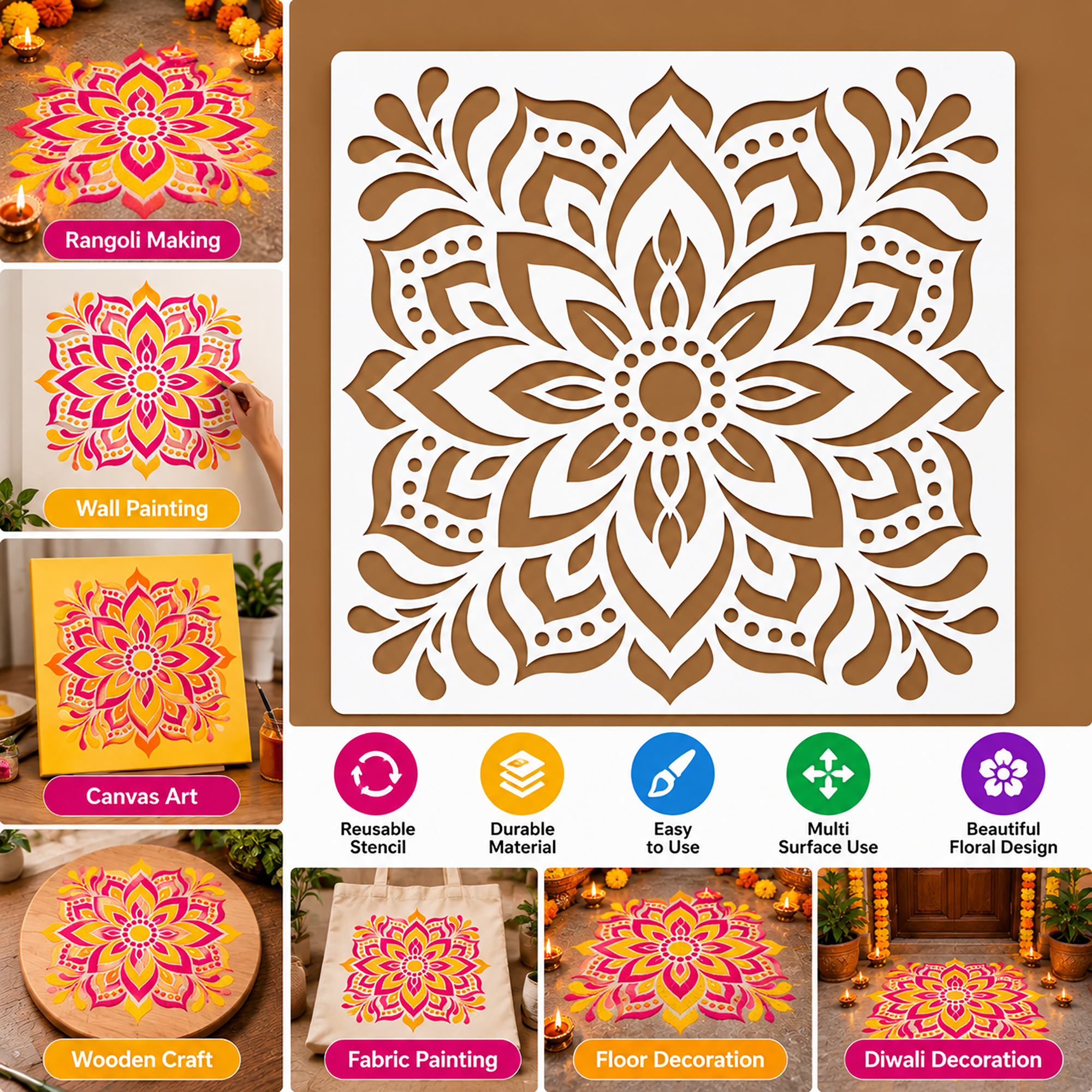 mandala stencil for rangoli making