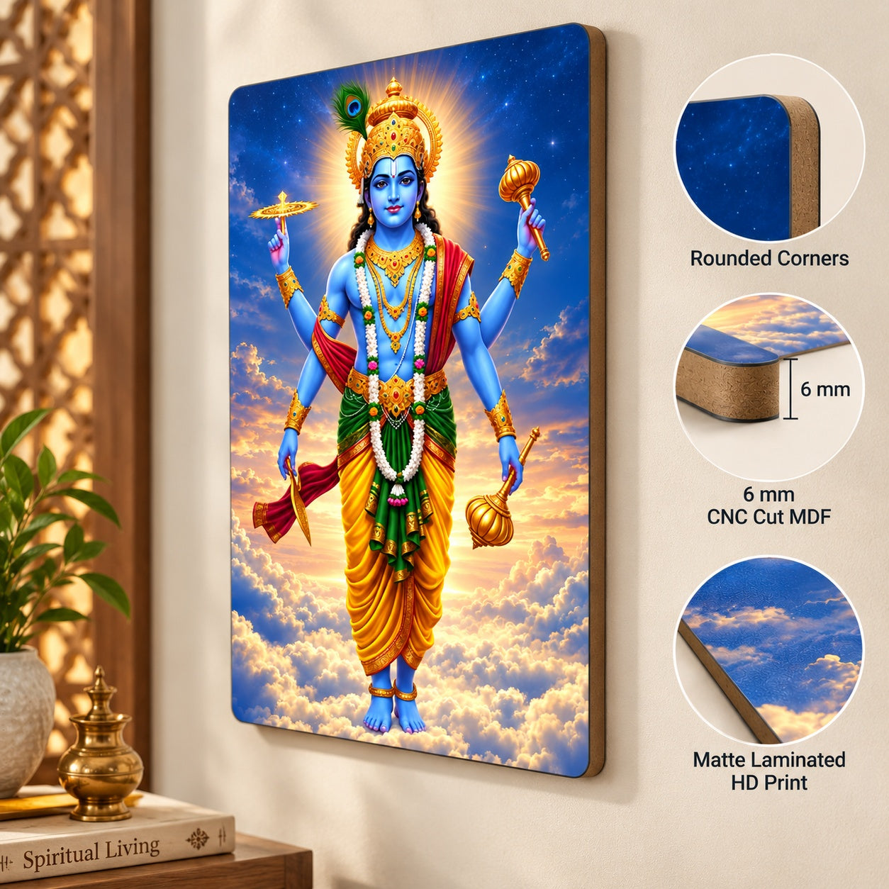 ready to hang religious wall art Lord Vishnu