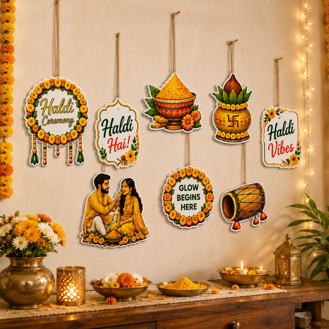 Haldi photo booth props for wedding function