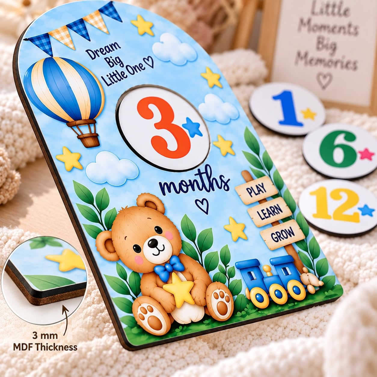 Wooden baby milestone board for newborn photography
