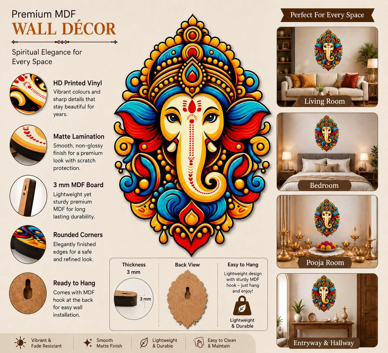 Ganesha home temple decoration