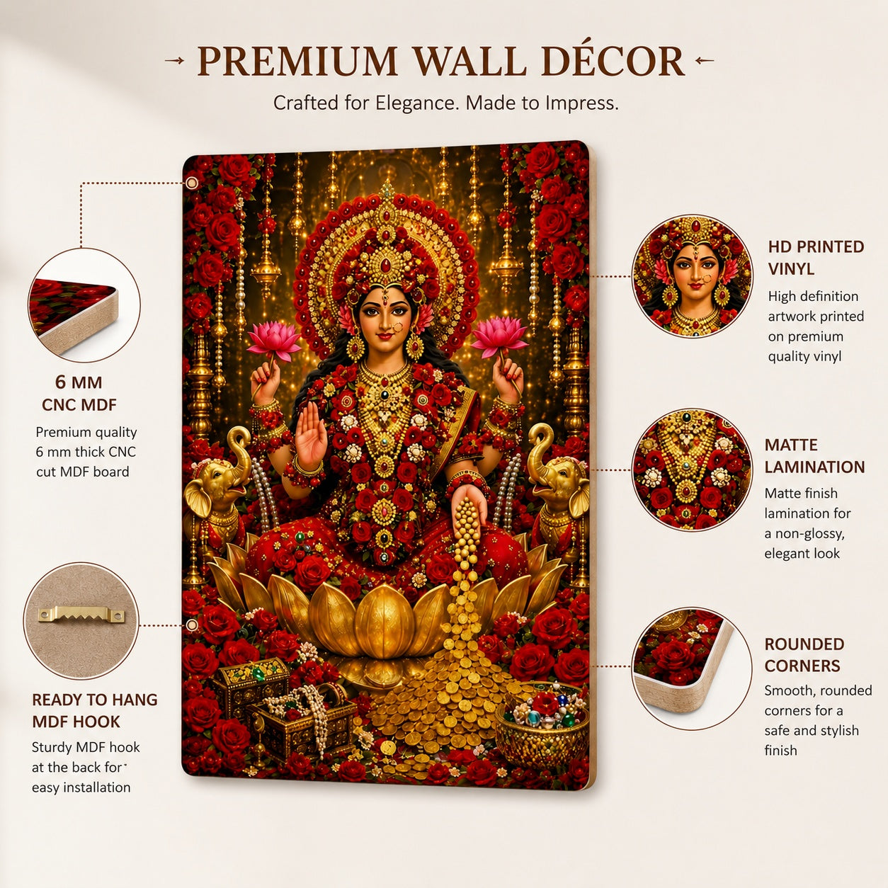 Goddess Lakshmi religious wall decor