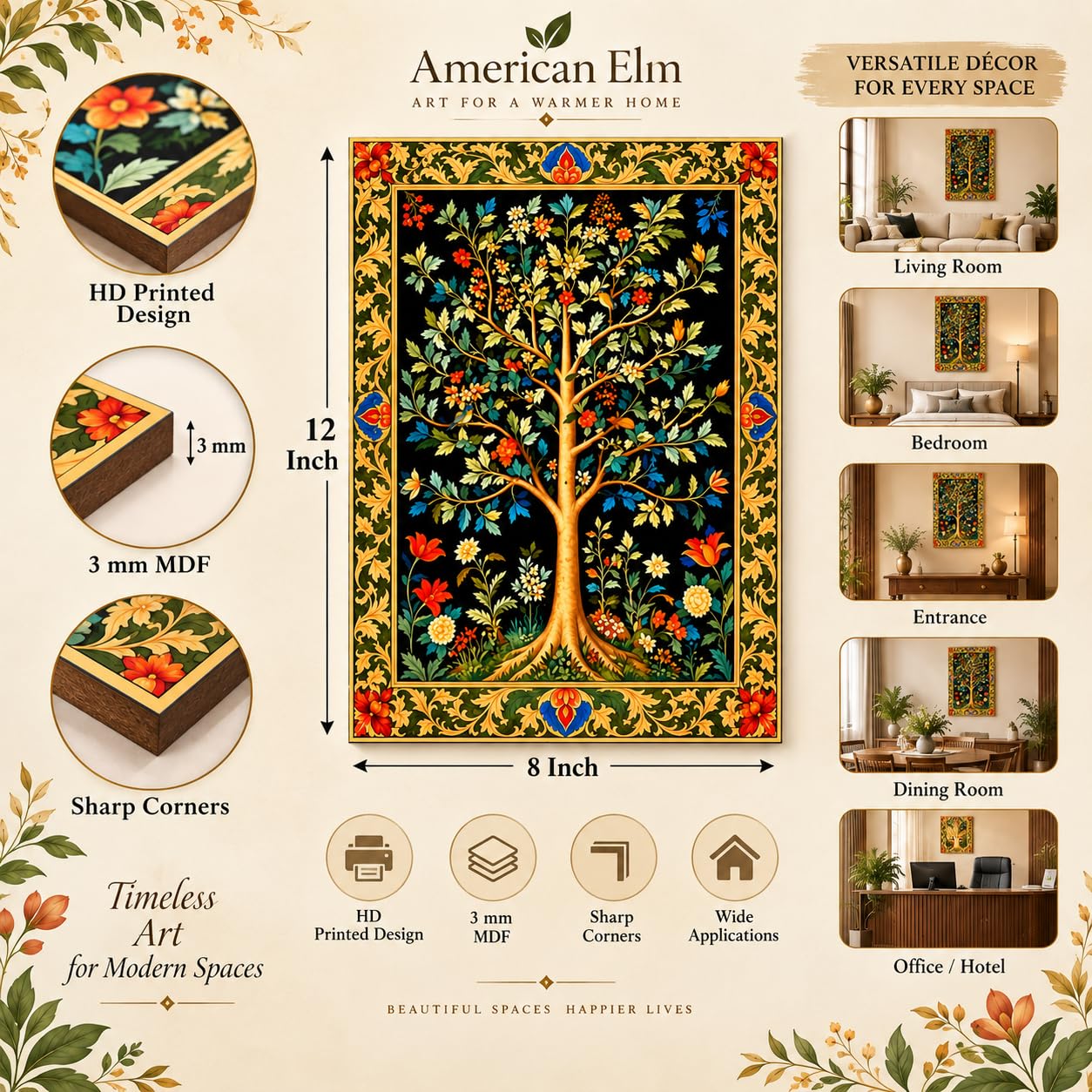 living room botanical wall decor