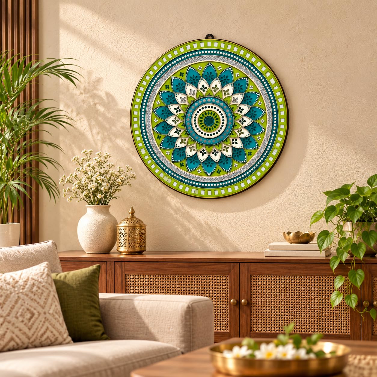 Round Floral Mandala Wall Hanging for Home Decor