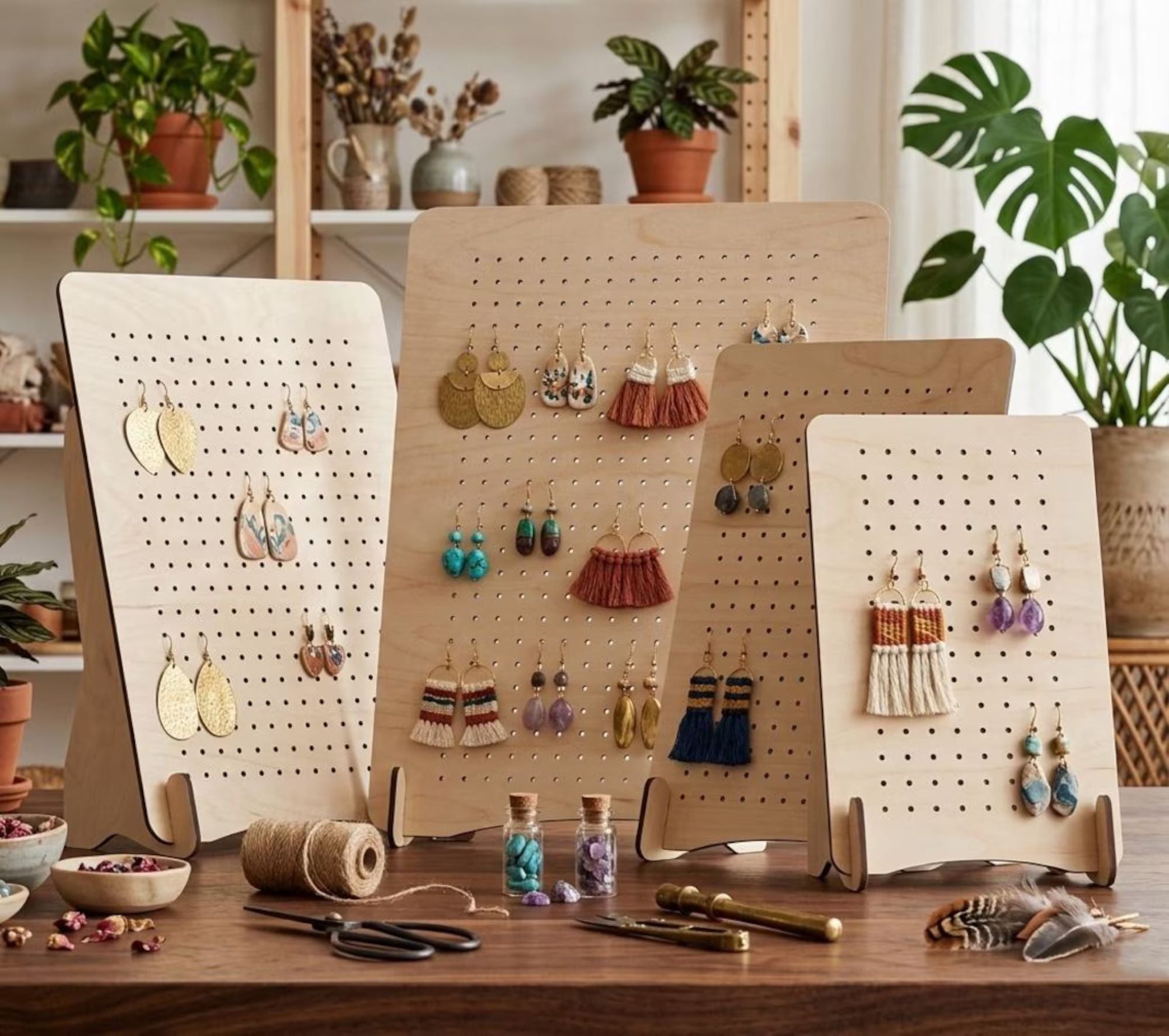 wooden display for earrings