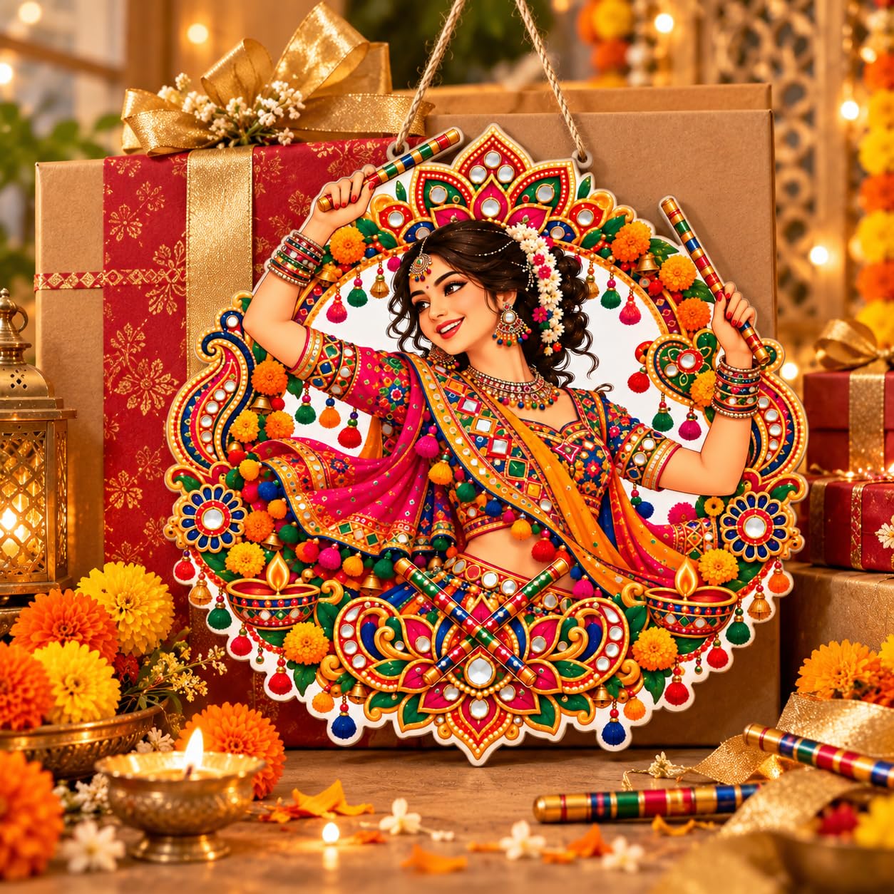 Garba dancer entrance wall decoration