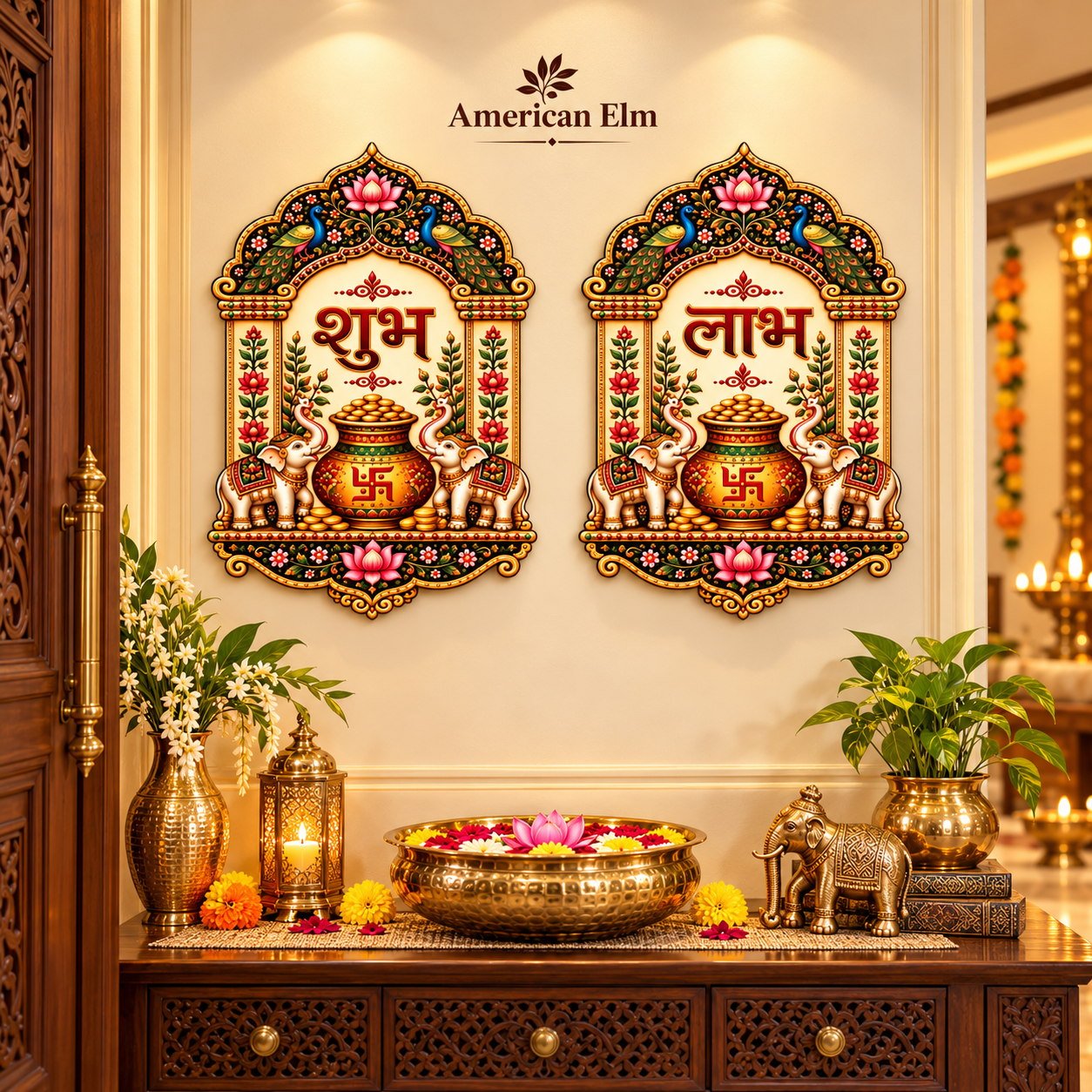 3mm MDF Shubh Labh wall art for festive decoration