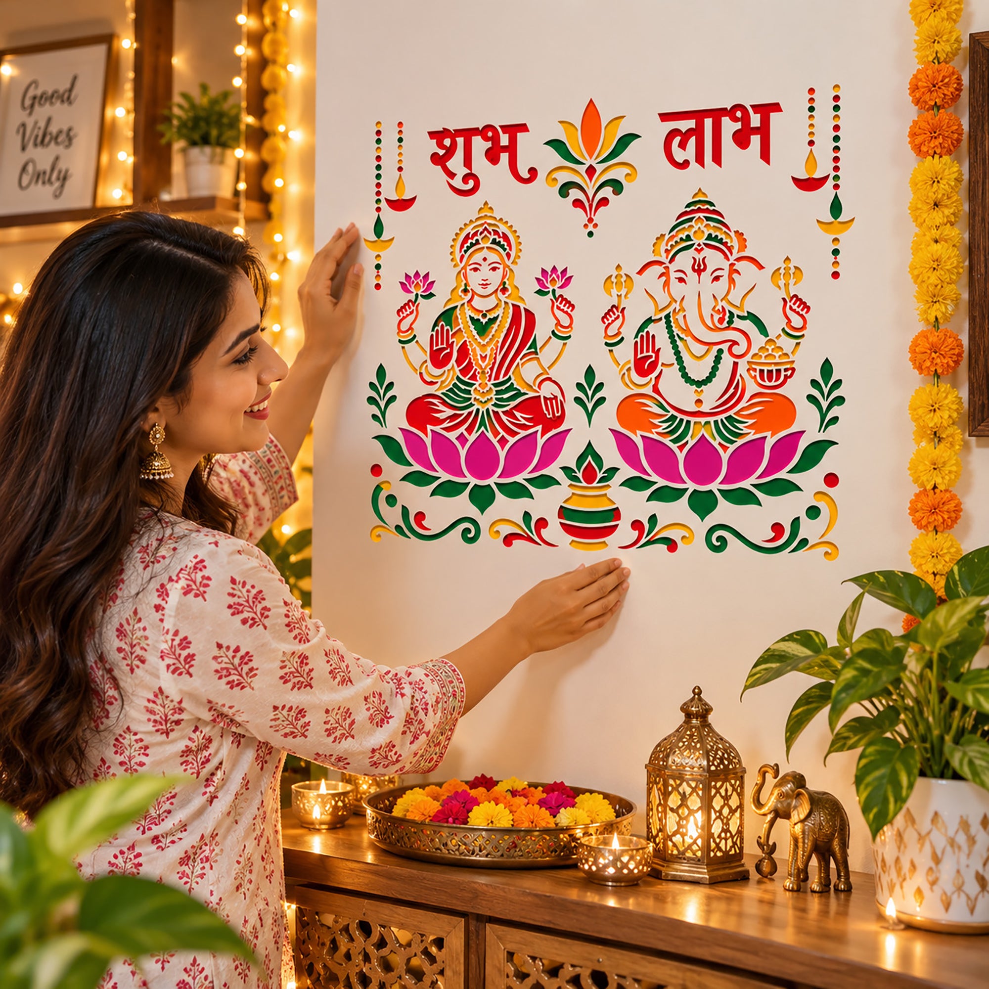 laxmi ganesh diy art stencil