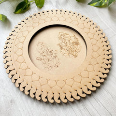 American Elm MDF Pooja Thali/Platter - Ganesh Lakshmi Design - Wooden Decorative Thali for Festive Decor - Ideal for Diwali Decoration (12 Inch)