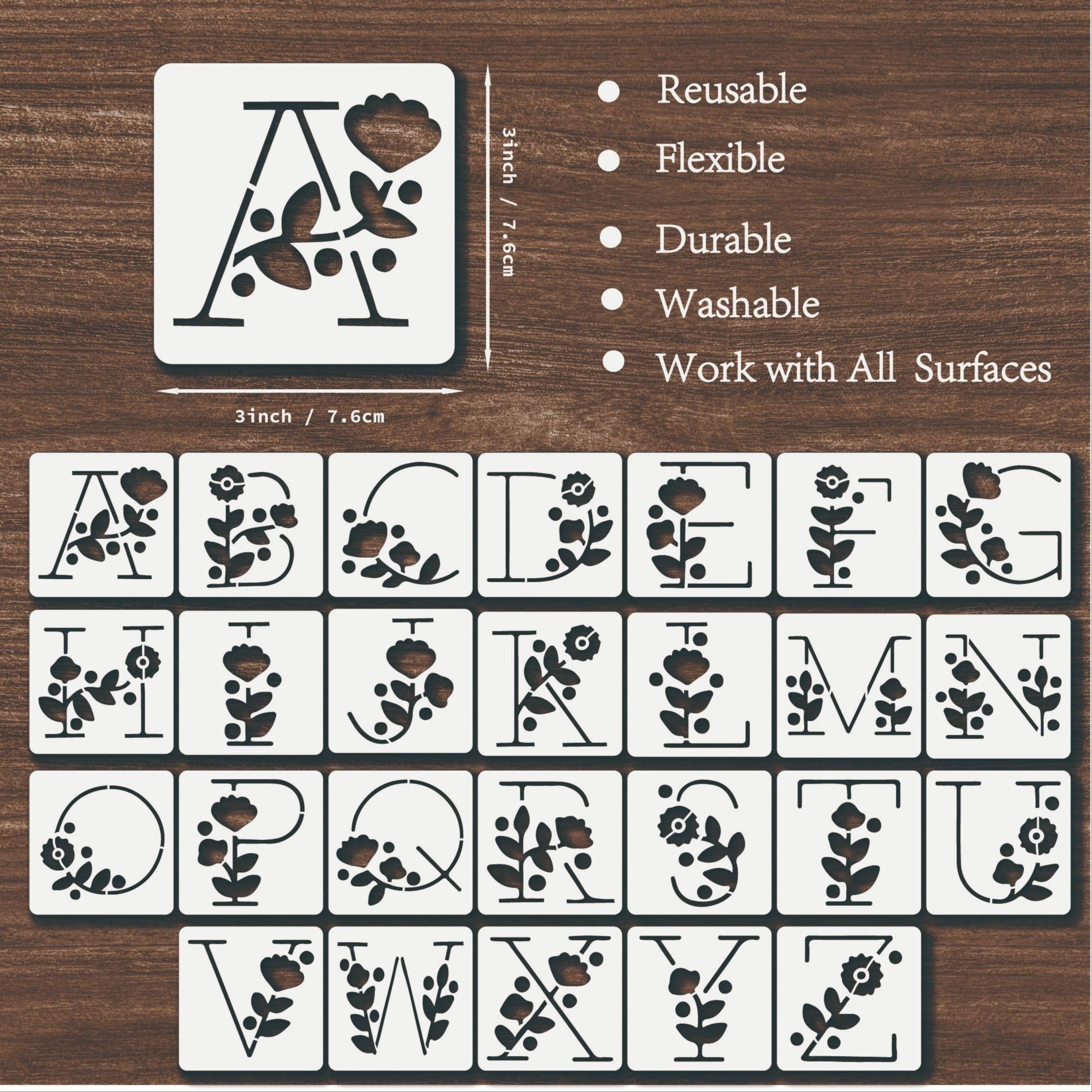 flower letter stencils reusable