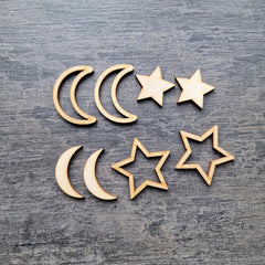 Cliths Set of 20 Wooden Moon & Star Confetti Eid Mubarak Table Scatter Islamic Ramadan Decor Muslim Gift