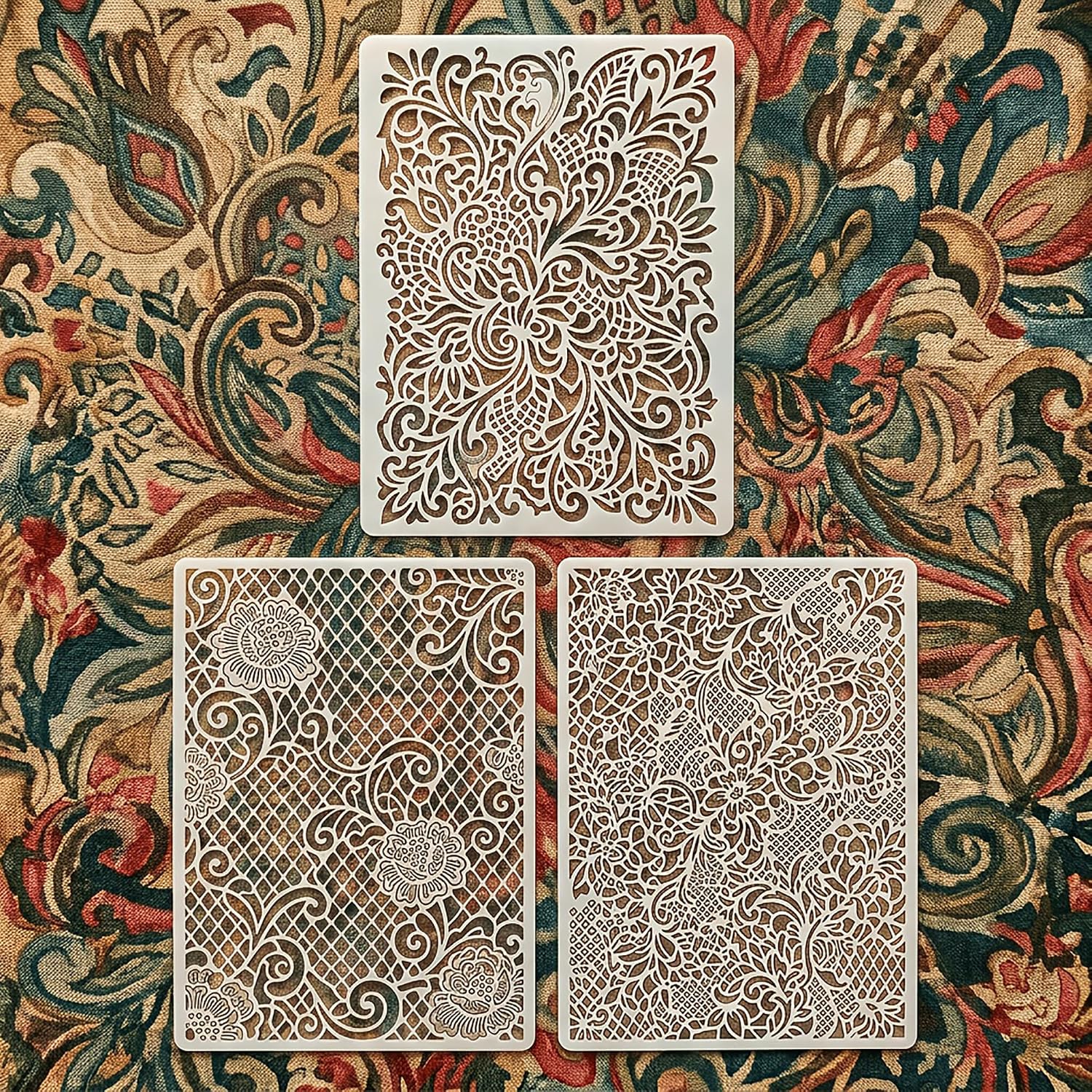 floral lace stencil for wall and canvas