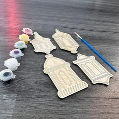 Cliths Set of 4 DIY Wooden Lanterns for Kids Ramadan Activity Painting Kit Eid Mubarak Gifts Islamic Wall Art