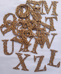 Decorative metal letters from A to Z on a white background