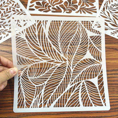 reusable leaf texture stencil for wall and furniture painting