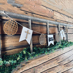 Cliths Easter Christian Wooden Banner Pack of 6 Rustic "Easter Blessings" Signs for Fireplace Wall & Porch Decor