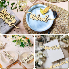 Cliths Ramadan Mubarak Wood Cutouts Pack of 12 Islamic Plate Signs Eid Decor Muslim Home & Mosque Decor