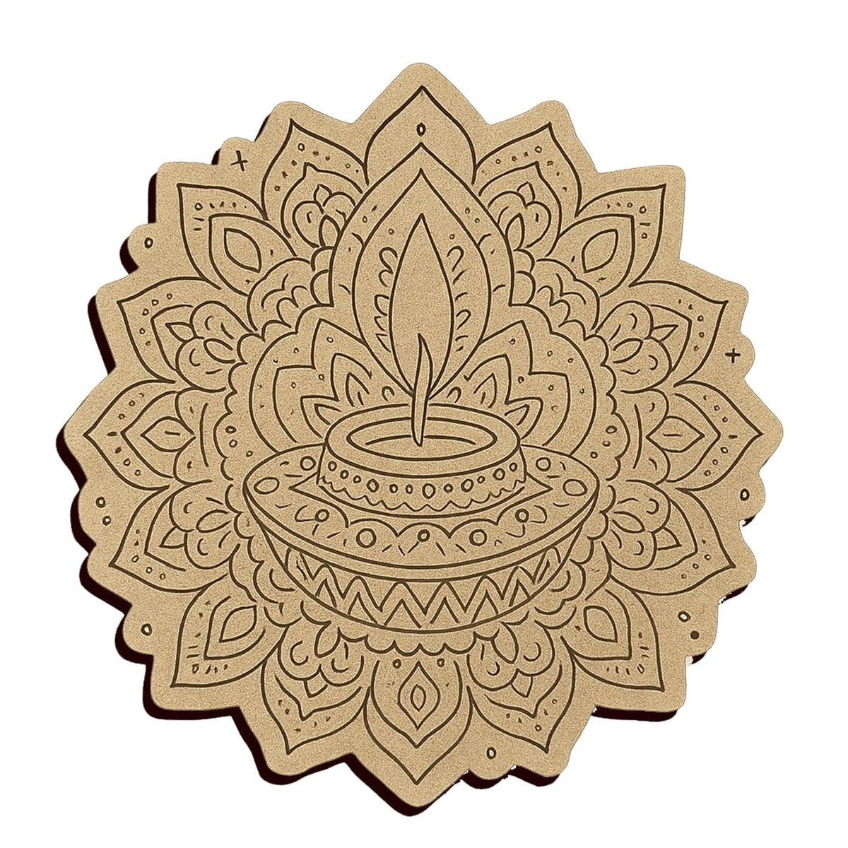 Decorative coaster with intricate design on a white background