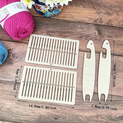 Cliths Wooden Weaving Loom Kit for DIY Craft Includes Rectangle Looms Shuttles Embroidery Yarn Loom Set for Beginners