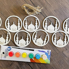 Cliths Paint Your Own Masjid Kit Wooden Eid Decor for Kids DIY Islamic Crafts Ramadan Ornaments Unfinished