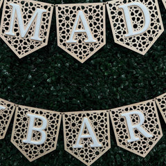 Cliths Ramadan Mubarak Wooden Banner Islamic Wall Art Geometric Design Eid Decor Rustic Home Decoration